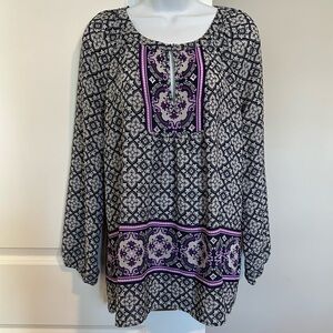 Black Rainn Tunic Pattern Shirt Size Medium